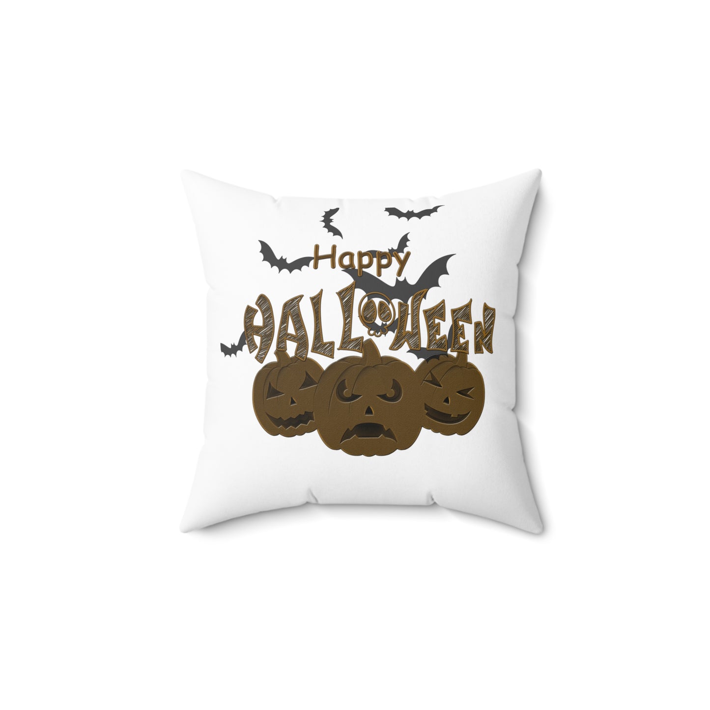 Spun Polyester Square Pillow Happy Halloween