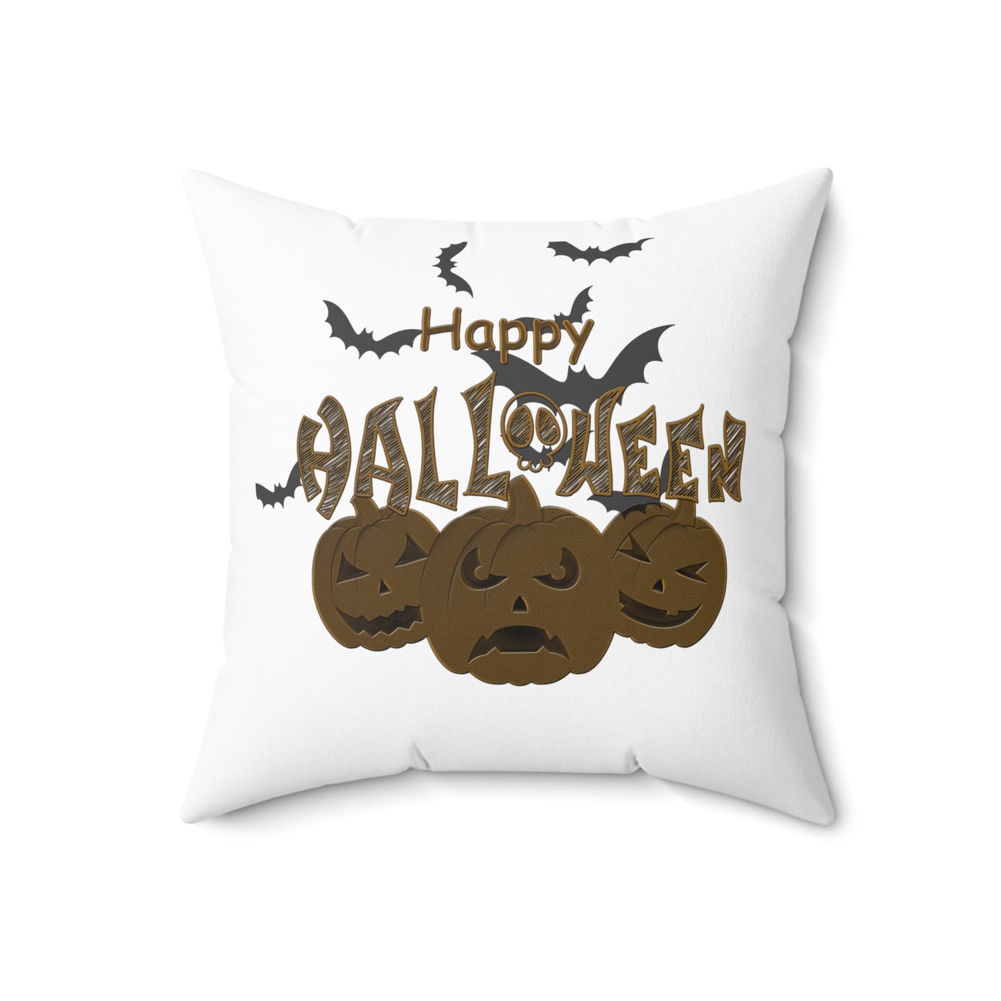 Spun Polyester Square Pillow Happy Halloween