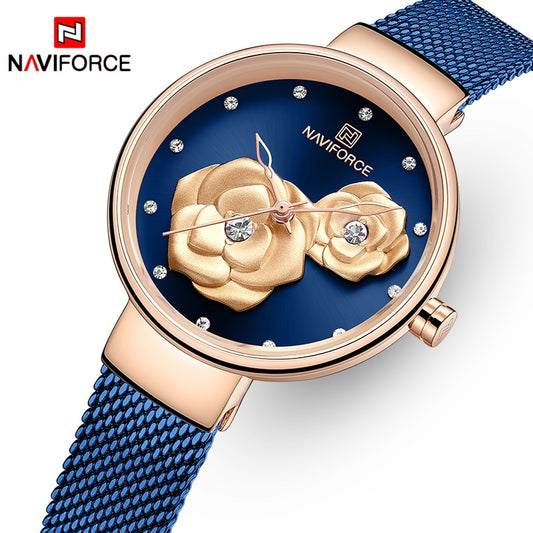 NAVIFORCE New Watch for Women Luxury Brand Creative Design Steel Mesh Women's Watches Female Clock Relogio Feminino Montre Femme